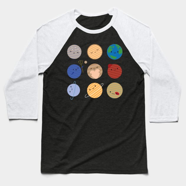 Kawaii Solar System Baseball T-Shirt by marcelinesmith